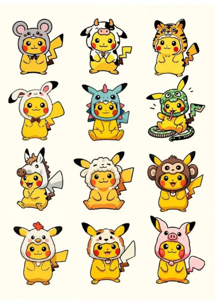 Pikachu Stickers (12 stickers)